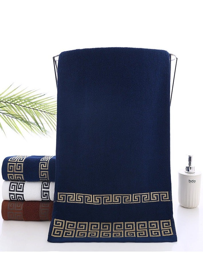 3 Pcs Bath Towel Set, Bath  Kitchen Cotton Luxury Bath Towels for Bathroom, Soft  Absorbent Bathroom Towels Set(1*70x140cm Bath Towel, 2*74x33cm Hand Towel)- Deep Blue - Image 2
